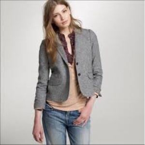 J Crew Gray Tweed 2 Button Wool Blazer size 4
